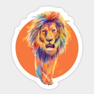 The King, Orange Edition, Colorful Lion Illustration Sticker